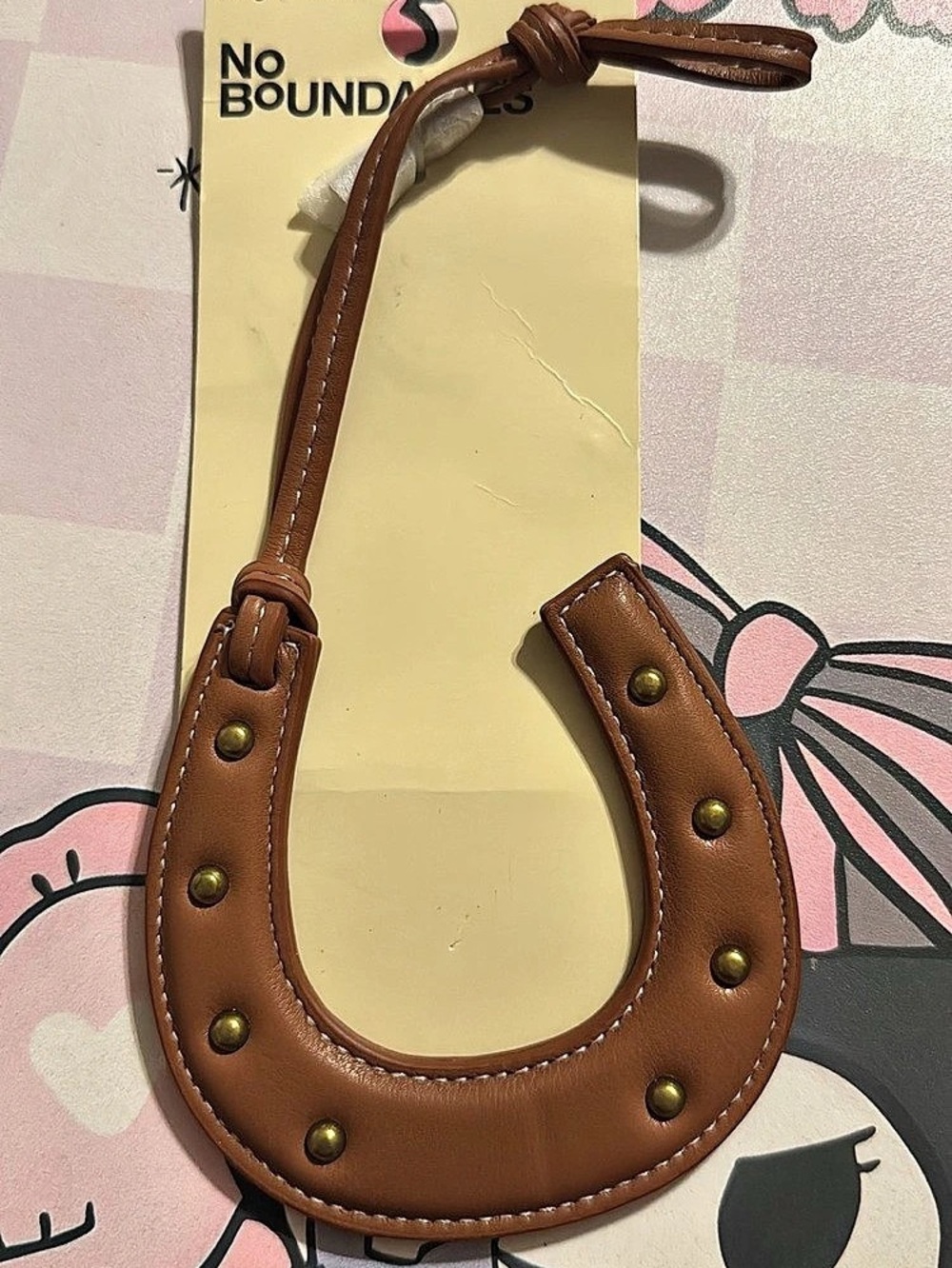 No Boundaries Faux Leather Horseshoe Bag Charm Brown
